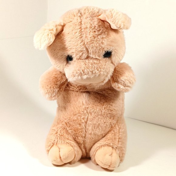 Moshi Moshi Pink Pig Stuffed Animal Plush Zip Back Secret Pocket HTF 9" - Picture 1 of 13